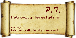 Petrovity Terestyén névjegykártya